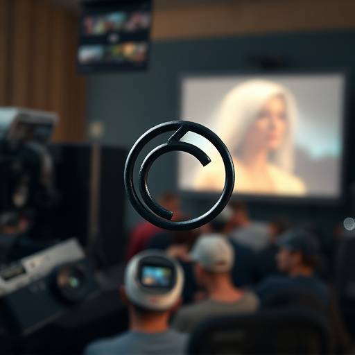 Símbolo de copyright rodeado de elementos de edición de vídeo.
